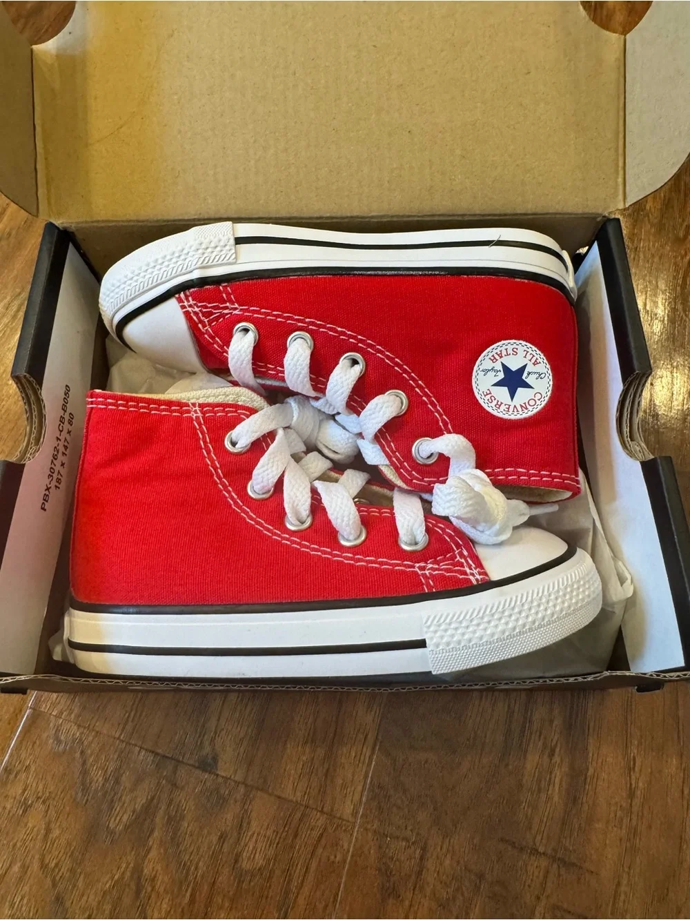 Converse Kids Red High-Top Canvas Sneakers with White Details